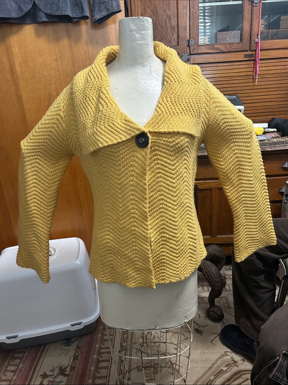 JM Collection Mustard Yellow Knit Button-Front Cardigan